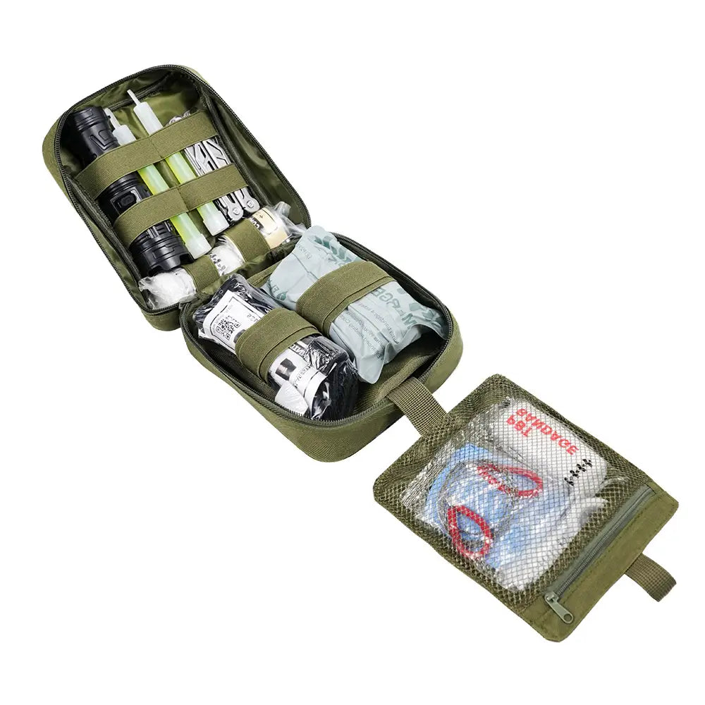 Compact MOLLE outdoor first aid kit for hiking and camping