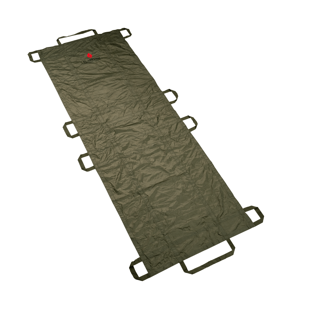 FlareSyn Multi-Purpose Emergency Evacuation Stretcher - Tactical MOLLE Mounting Scenario