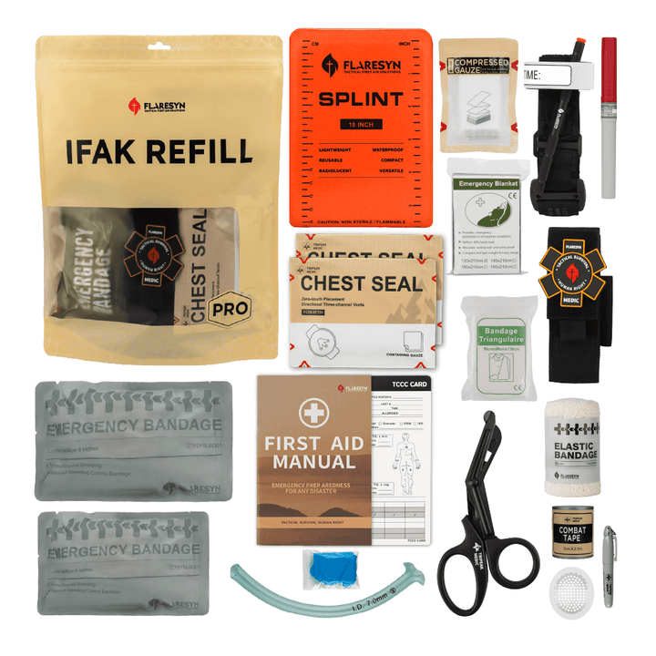 Tactical Trauma Kit(B) - Refill IFAK With Metal Tourniquet - FlareSyn