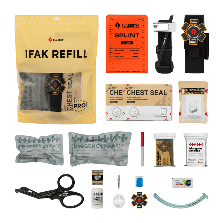 Tactical Trauma Kit(B) -Refill IFAK With Metal Tourniquet - FlareSyn