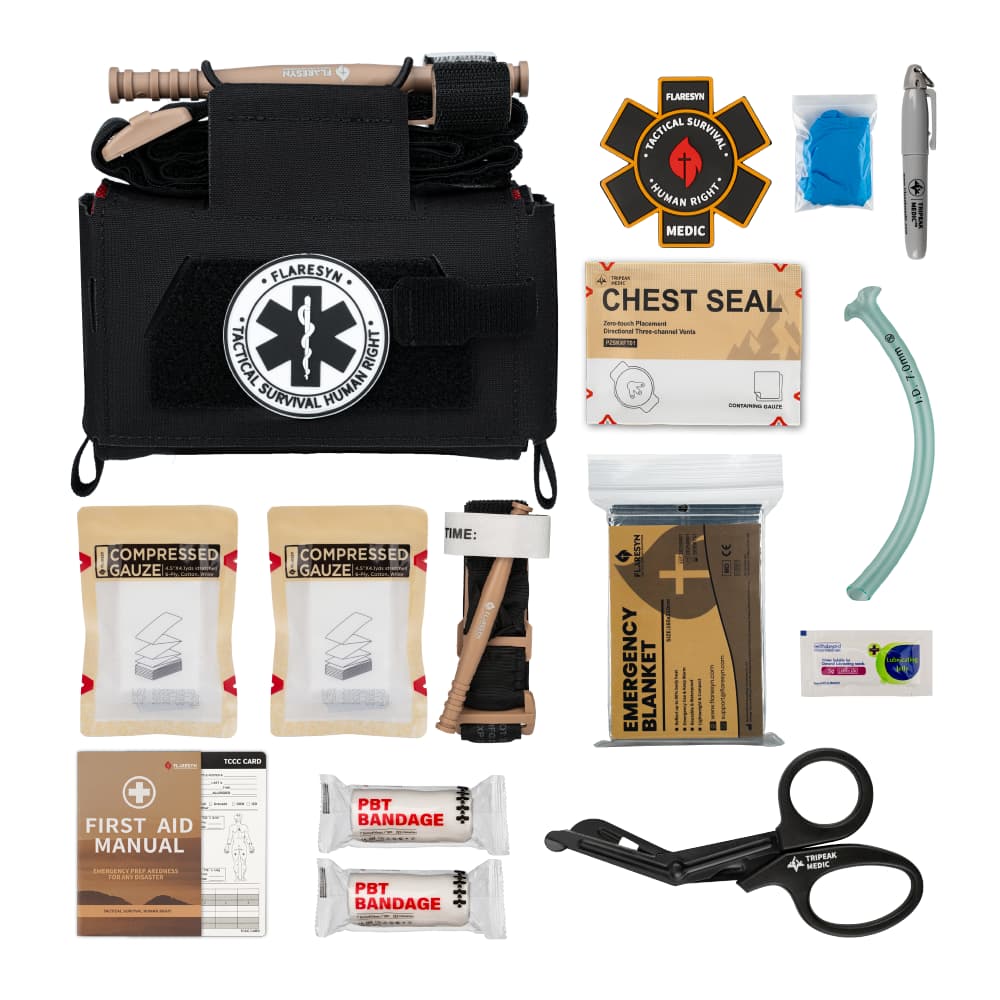 FlareSyn™ Compact Tactical Trauma IFAK Kit (Pre-filled)