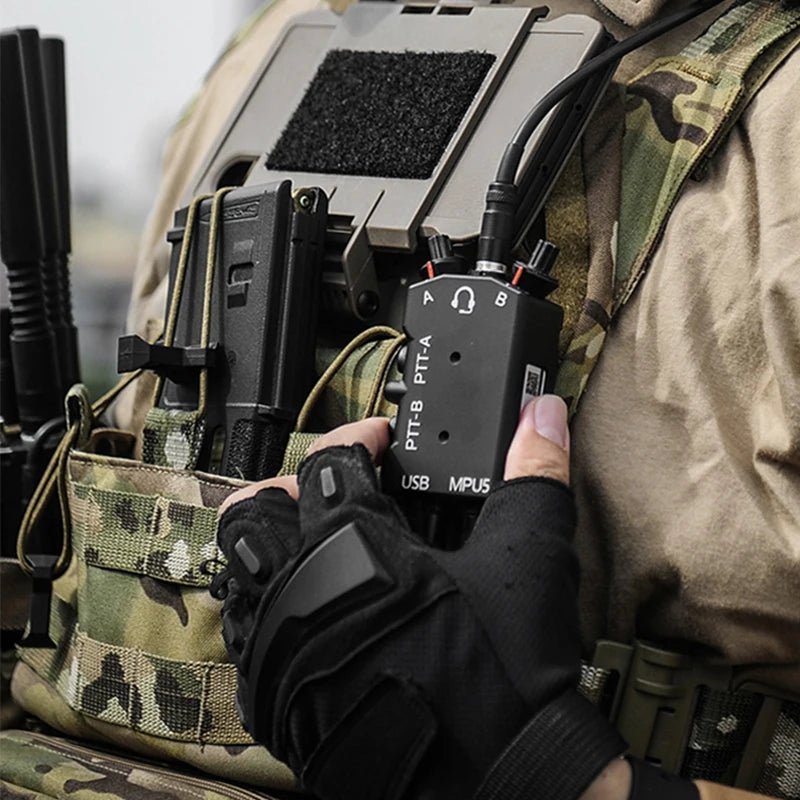 FlareSyn Tactical Dual PTT Radio Adapter - Tactical Gear Field Deployment
